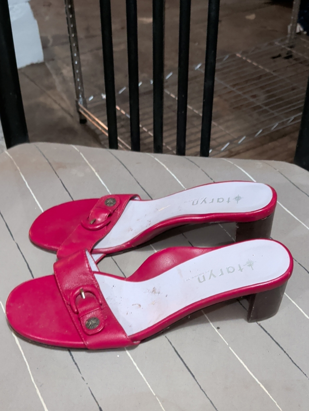 Taryn Rose Hot Pink Open-Toe Slide Mules